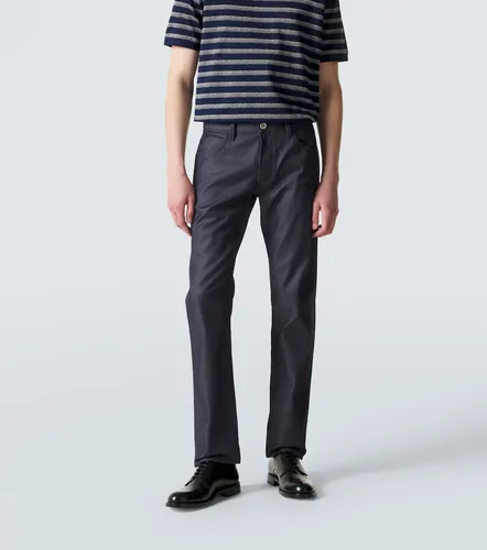 Jeans rectos en mezcla de algodón y seda - Giorgio Armani - Modalova