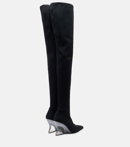 Knitted wedge over-the-knee boots - Balmain - Modalova