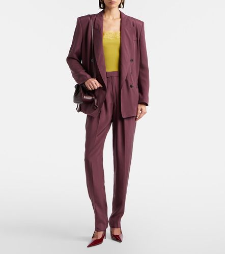 Pantalones rectos de seda plisados - Saint Laurent - Modalova