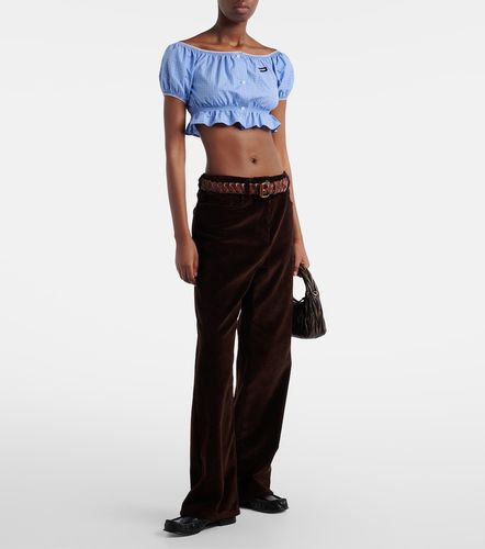 Crop top de popelín de algodón a cuadros - Miu Miu - Modalova