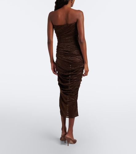 Abito midi in pizzo con stampa leopardata - Alex Perry - Modalova