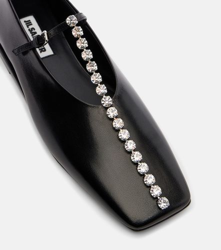 Crystal-embellished leather ballet flats - Jil Sander - Modalova