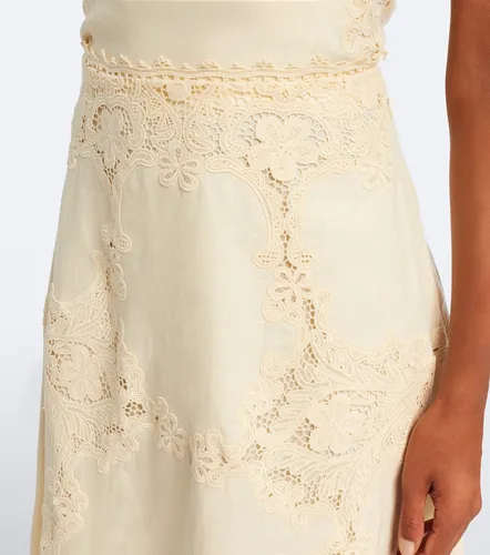 Falda midi Fleur de lino con croché - Ulla Johnson - Modalova