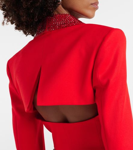 Crystal-embellished cropped wool blazer - Area - Modalova
