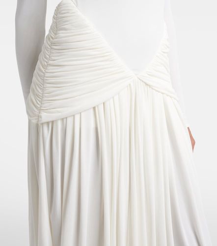 Abito midi in crêpe jersey con ruches - Ferragamo - Modalova