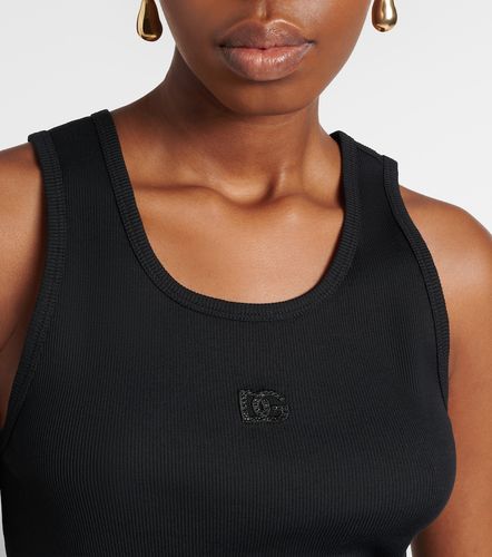 Tank top acanalado de algodón con DG - Dolce&Gabbana - Modalova