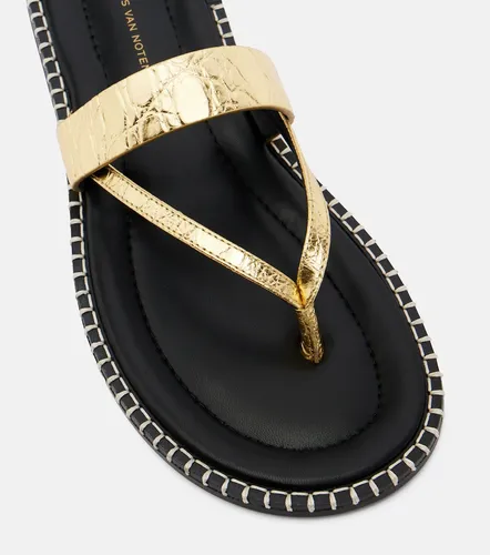 Croc-effect leather thong sandals - Dries Van Noten - Modalova