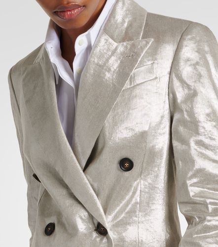 Double-breasted metallic linen-blend blazer - Brunello Cucinelli - Modalova