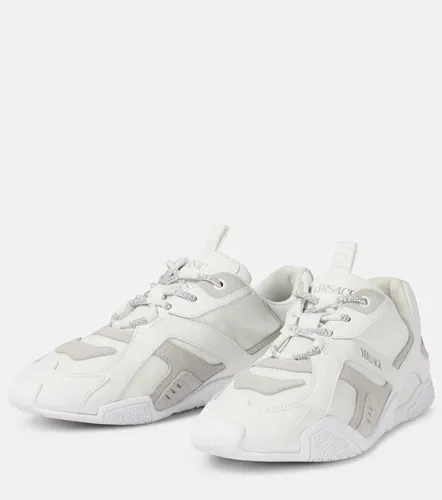 Galaxia suede-trimmed leather sneakers - Versace - Modalova