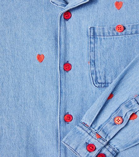 Mini Rodini Camisa de denim bordada - Mini Rodini - Modalova