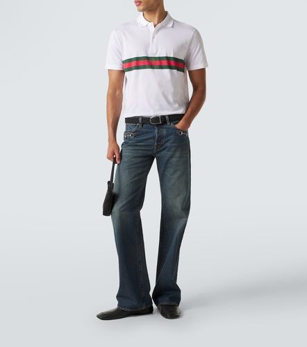 Polo de jersey de algodón con Web - Gucci - Modalova