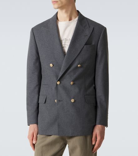 Blazer cruzado de lana, algodón y seda - Brunello Cucinelli - Modalova