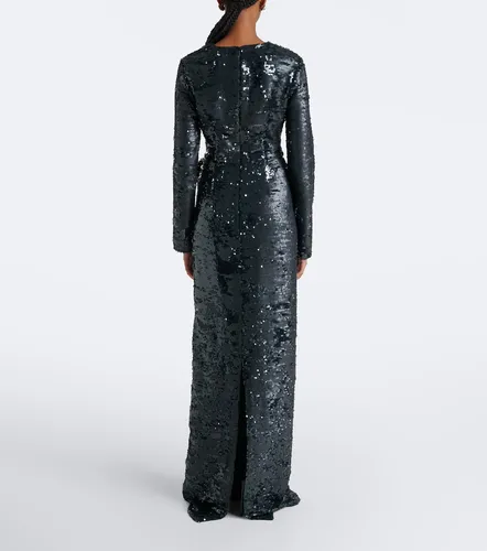 Draped floral-applique sequined gown - Erdem - Modalova