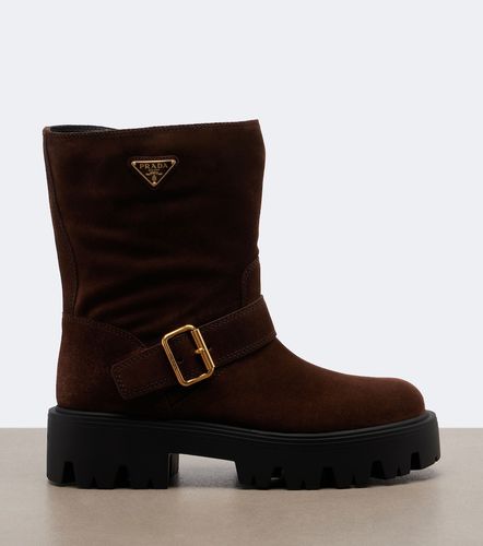 Prada Logo suede biker boots - Prada - Modalova