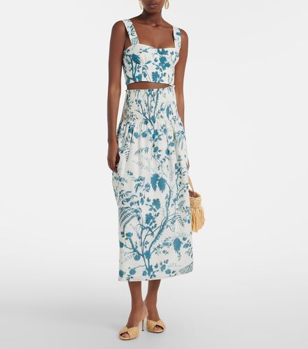 Crop top en mezcla de algodón y lino floral - Erdem - Modalova