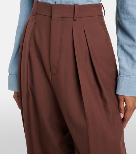 Pleated wool gabardine wide-leg pants - Saint Laurent - Modalova