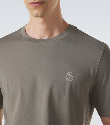 Camiseta de jersey de algodón con logo - Brunello Cucinelli - Modalova