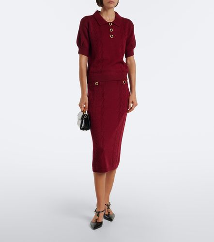 Knitted pointelle virgin wool midi skirt - Alessandra Rich - Modalova