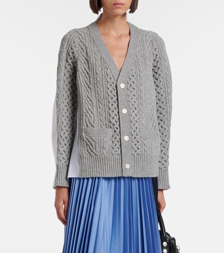 Cable-knit wool and poplin cardigan - Sacai - Modalova