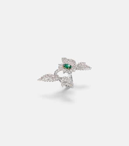 Reign Supreme 18kt white gold ring with diamonds and emerald - Yeprem - Modalova