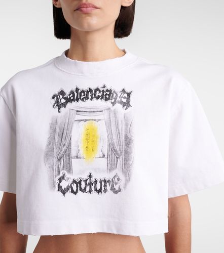 Camiseta cropped de jersey de algodón estampada - Balenciaga - Modalova