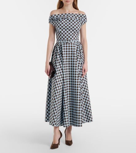Abito midi in misto cotone a quadretti - Oscar de la Renta - Modalova