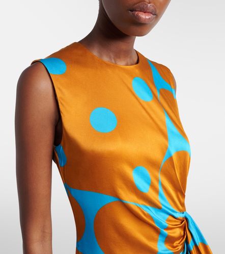 Vestido midi de satén drapeado estampado - Dries Van Noten - Modalova