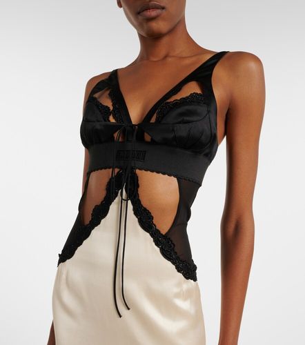 Abito midi in satin con pizzo - The Attico - Modalova