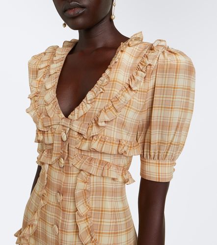 Ruffled plaid silk midi dress - Alessandra Rich - Modalova