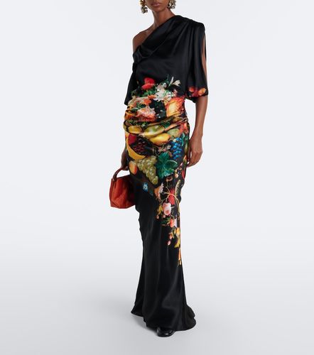 Draped printed silk satin gown - Dries Van Noten - Modalova