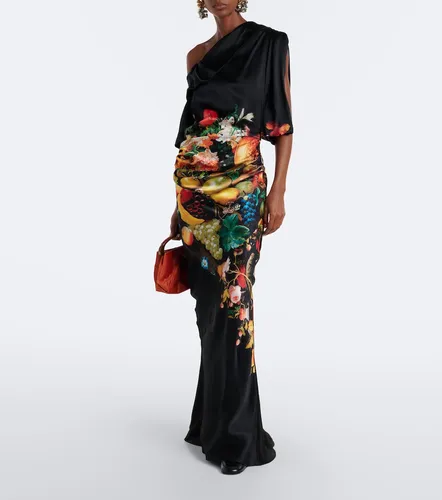 Vestido de fiesta de satén de seda estampado - Dries Van Noten - Modalova