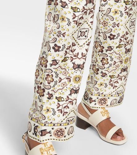Pantaloni in seta con stampa - Tory Burch - Modalova
