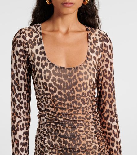 Abito midi in mesh con stampa leopardata - Ganni - Modalova