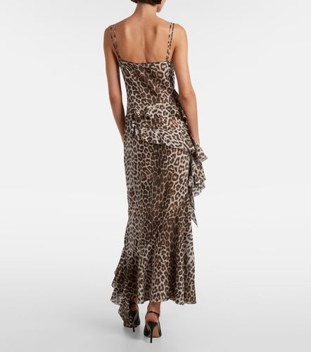 Leopard-print draped silk maxi dress - Jacques Wei - Modalova
