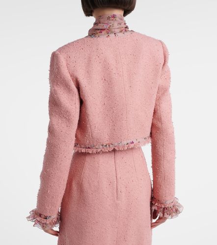 Floral cropped cotton-blend tweed jacket - Dolce&Gabbana - Modalova