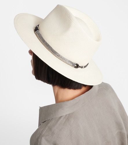 Sombrero fedora de paja con piel - Brunello Cucinelli - Modalova