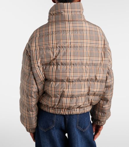 Checked leather-trimmed down jacket - Brunello Cucinelli - Modalova