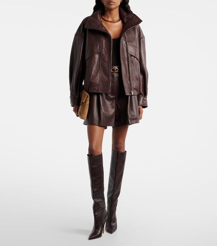 Jonah pleated leather shorts - Nour Hammour - Modalova