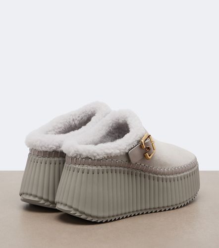 Nama shearling-lined suede platform mules - Chloe - Modalova