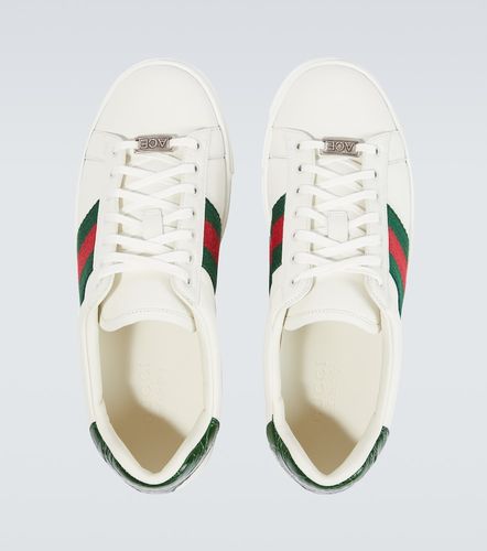 Sneakers Ace Web Stripe in pelle - Gucci - Modalova