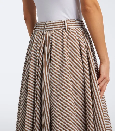 Striped cotton-blend poplin midi skirt - Brunello Cucinelli - Modalova