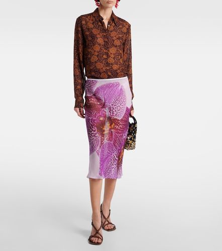 Falda midi de seda estampada - Dries Van Noten - Modalova