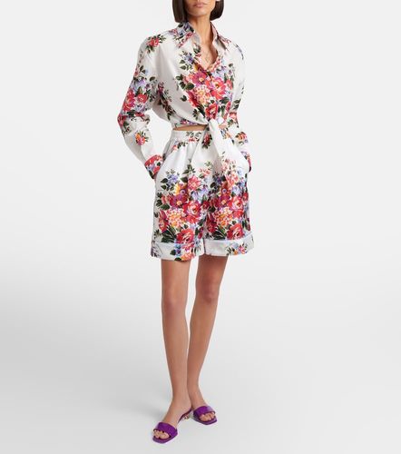 Camicia cropped in cotone con stampa floreale - Dolce&Gabbana - Modalova