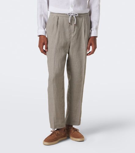 Pantalones rectos de lino plisados - Brunello Cucinelli - Modalova