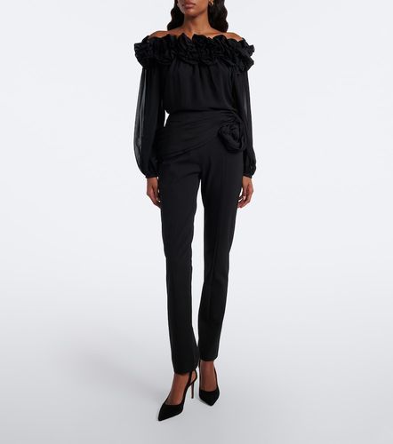 Floral-applique wool-blend leggings - Carolina Herrera - Modalova