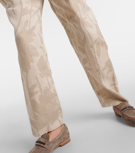 Printed linen tapered pants - Brunello Cucinelli - Modalova