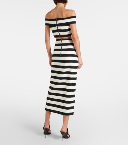 Top cropped off-shoulder a righe - Balmain - Modalova