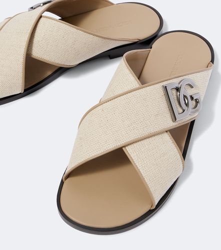 DG leather-trimmed canvas slides - Dolce&Gabbana - Modalova