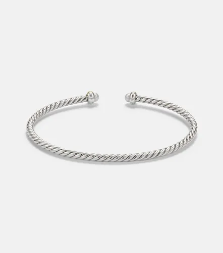 Micro Cable FlexÂ® sterling and 14kt gold cuff bracelet with pearls - David Yurman - Modalova
