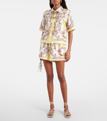 Shorts in lino con stampa floreale - Tory Burch - Modalova